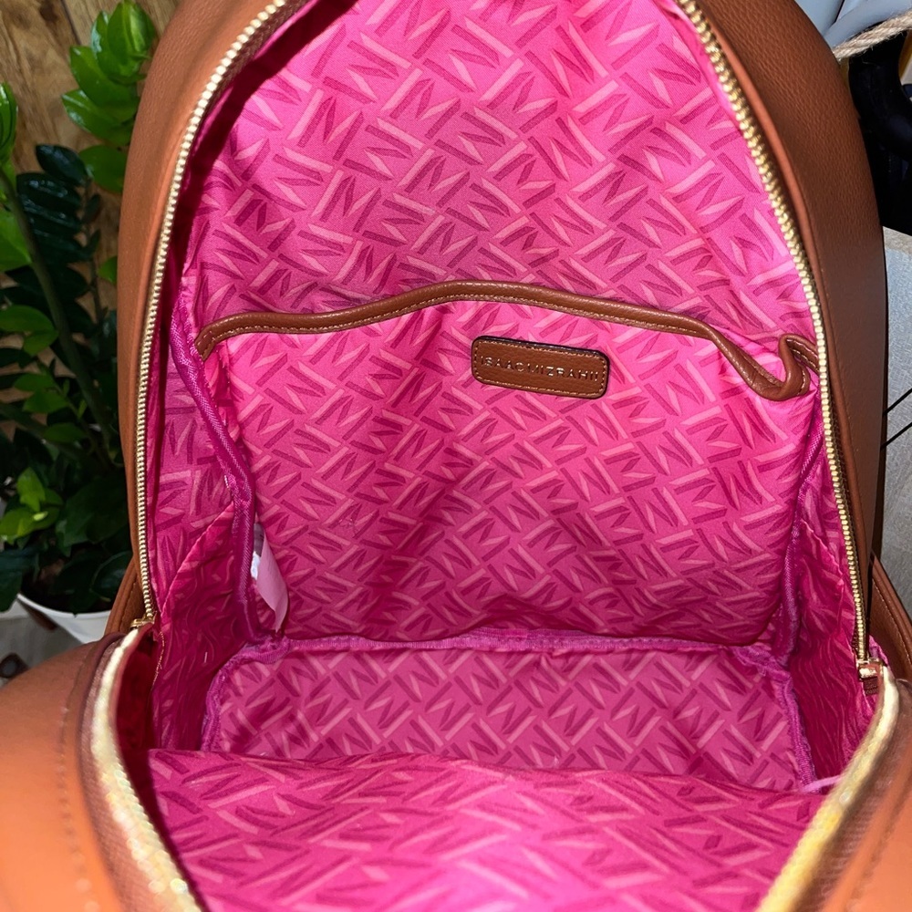 ISAAC MIZRAHI LIVE! Faux Pebble Leather Backpack in Cognac - Picture 4 of 12